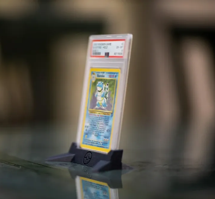 Pokécard Slab Holder side view showing the Pokéball base